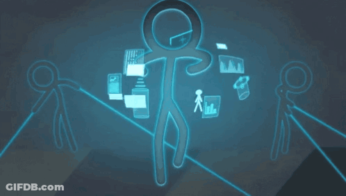 A Drawing Of A Machine With A Blue Light Behind It GIF
