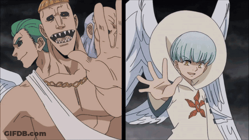 A Drawing Of A Man And A Boy With Wings GIF