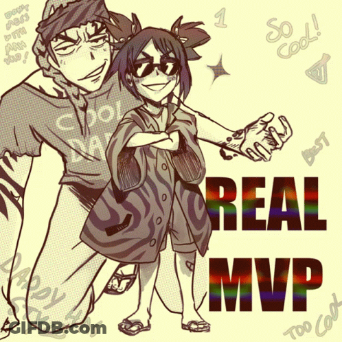 A Drawing Of A Man And A Girl With The Words " Real Mvp " On The Bottom GIF