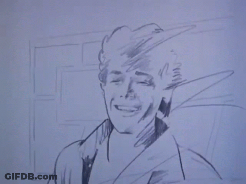 A Drawing Of A Man And A Woman In A Room GIF