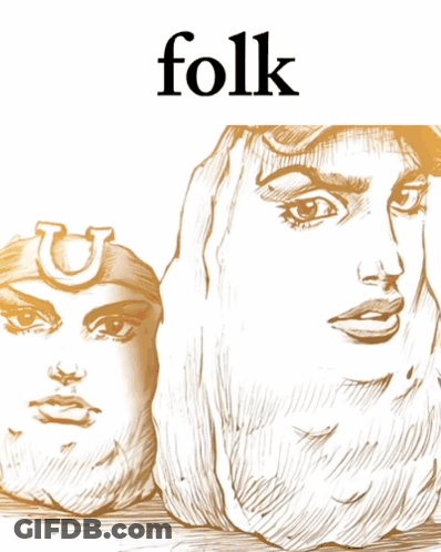 A Drawing Of A Man And A Woman With The Word Folk Below Them GIF