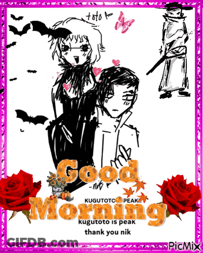 A Drawing Of A Man And A Woman With The Words Good Morning GIF