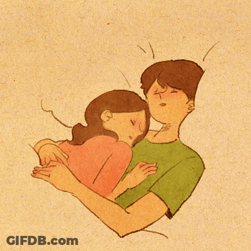 A Drawing Of A Man And Woman Hugging With The Man Making A Face GIF