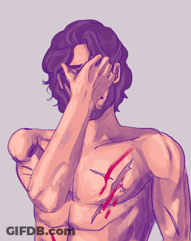 A Drawing Of A Man Covering His Face With His Hands GIF
