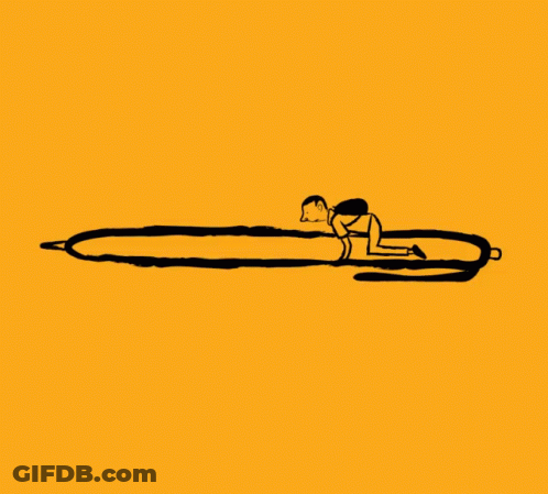 A Drawing Of A Man Crawling On A Pen GIF