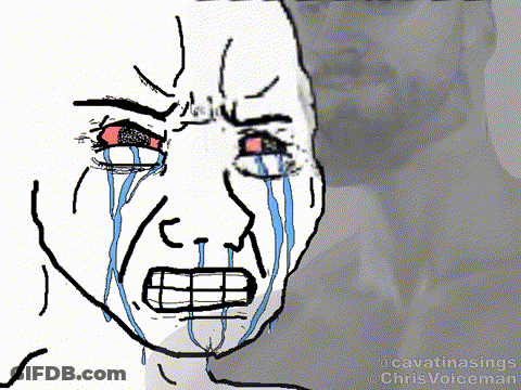A Drawing Of A Man Crying With Tears Coming Down His Face GIF