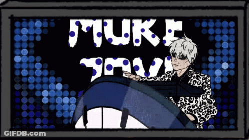 A Drawing Of A Man Holding A Gun With The Words " Nuke Javi " Written On It GIF