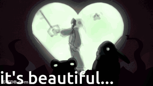 A Drawing Of A Man Holding A Key In Front Of A Heart With The Words " It 'S Beautiful " Below It GIF