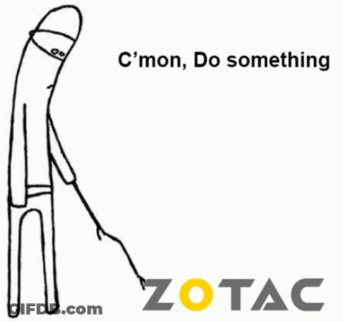 A Drawing Of A Man Holding A Stick With The Words C ' Mon Do Something GIF