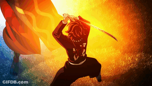 A Drawing Of A Man Holding A Sword With The Number 3 On His Back GIF