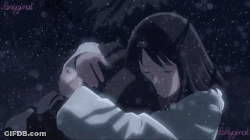 A Drawing Of A Man Hugging Another Man With The Words Lovegirl On The Bottom Right GIF