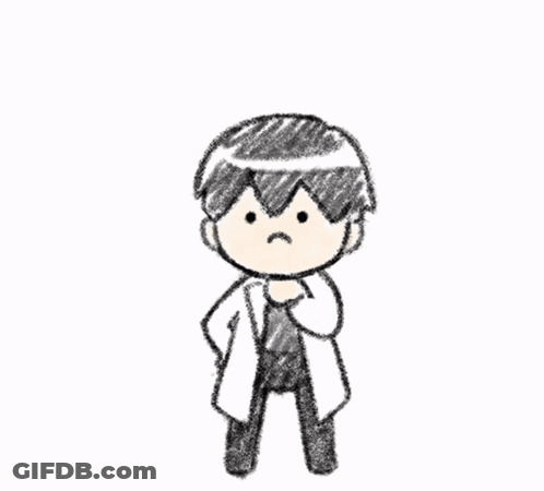 A Drawing Of A Man In A Lab Coat With A Light Bulb Over His Head . GIF