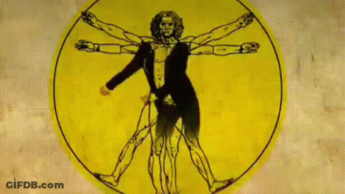 A Drawing Of A Man In A Suit In A Circle GIF