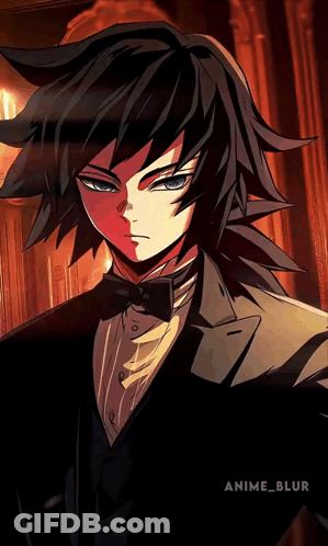 A Drawing Of A Man In A Tuxedo With The Word Anime Blur On The Bottom GIF