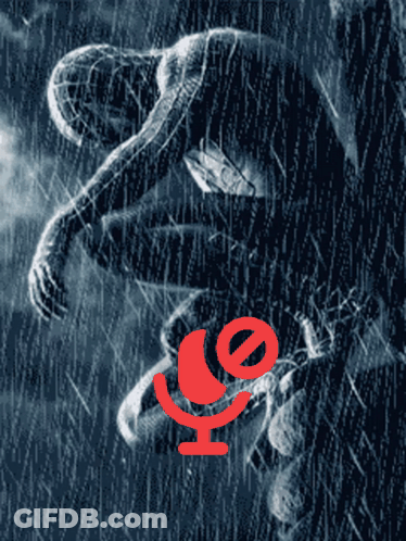 A Drawing Of A Man In The Rain With A Red E On The Bottom Right GIF
