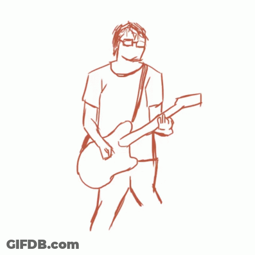 A Drawing Of A Man Playing A Guitar GIF