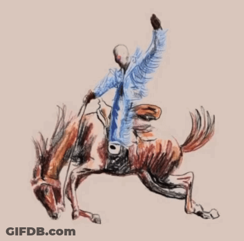 A Drawing Of A Man Riding A Horse With The Number 10 On The Back GIF