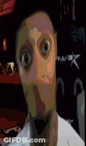 A Drawing Of A Man 'S Face With A Star In The Background GIF