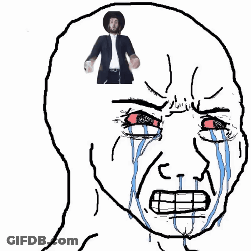 A Drawing Of A Man 'S Face With Tears Coming Out Of It GIF