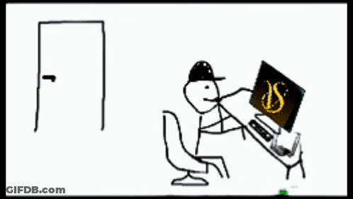 Man Sitting At Desk With Are Ya Winning Son Sign GIF