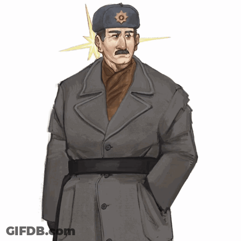 A Drawing Of A Man Wearing A Coat And Hat GIF