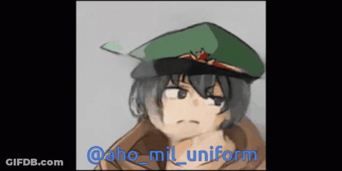 Man In Green Hat With Aho Mil Uniform GIF