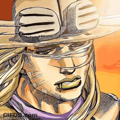 A Drawing Of A Man Wearing A Hat With The Letter E On The Top GIF