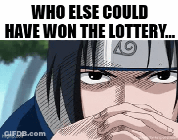 A Drawing Of A Man With A Bandana On His Head And The Words Who Else Could Have Won The Lottery GIF