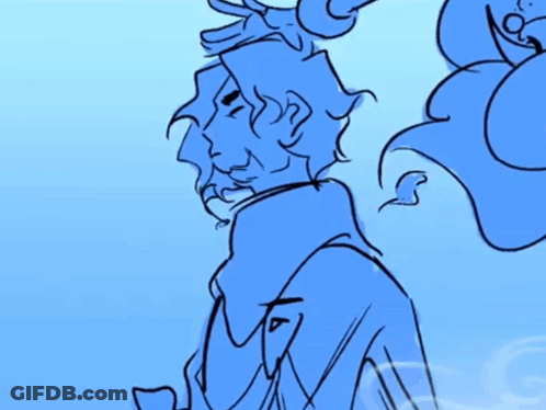 A Drawing Of A Man With A Beard In A Blue Coat GIF