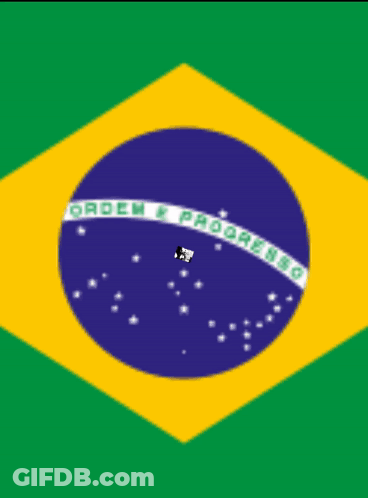 A Drawing Of A Man With A Beard Is On Top Of A Brazilian Flag GIF