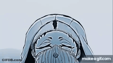 A Drawing Of A Man With A Beard Wearing A Mask And A Hat . GIF