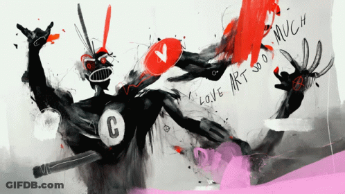 A Drawing Of A Man With A C On His Chest GIF