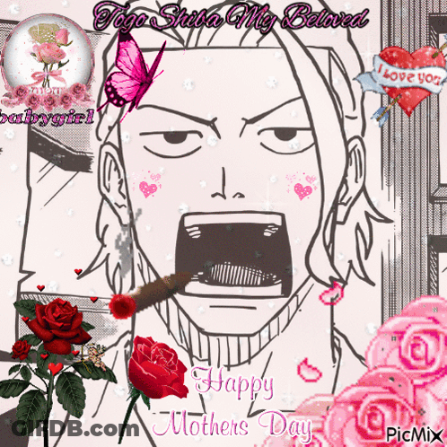 A Drawing Of A Man With A Cigar In His Mouth And The Words Happy Mothers Day GIF