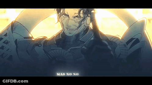 A Drawing Of A Man With A Fan And The Words Mas No No Below Him GIF