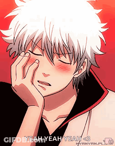 A Drawing Of A Man With A Hand On His Face And The Words Yeah Yeah Yeah < 3 Below Him GIF