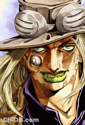 A Drawing Of A Man With A Hat And Goggles On His Head GIF