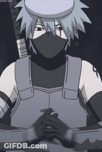 A Drawing Of A Man With A Mask And A Sword Says Machine-Senpai On The Bottom GIF