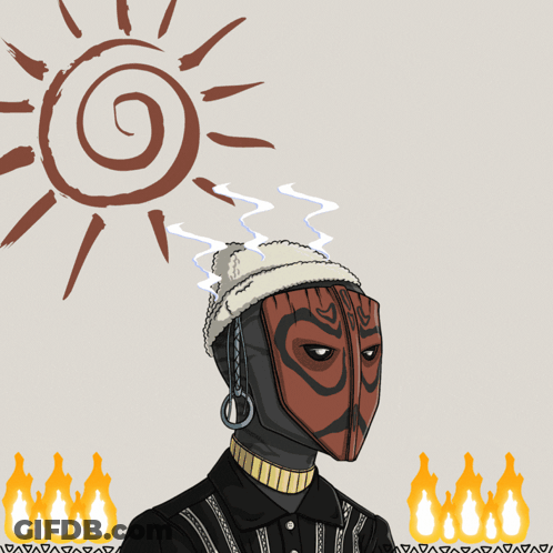 A Drawing Of A Man With A Mask And The Words " Good Morning " Above Him GIF