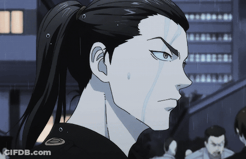 A Drawing Of A Man With A Ponytail GIF