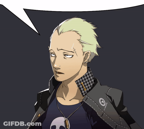 A Drawing Of A Man With A Skull Necklace And A X On His Jacket GIF