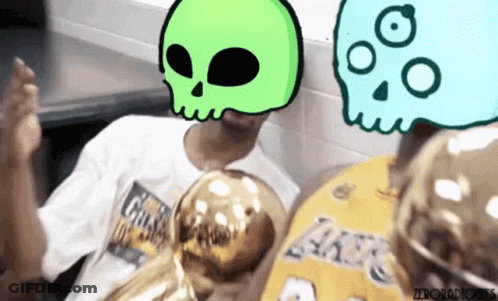A Drawing Of A Man With A Skull On His Head GIF