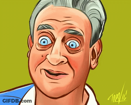 A Drawing Of A Man With A Surprised Look On His Face Is Signed By A Person Named Appul GIF