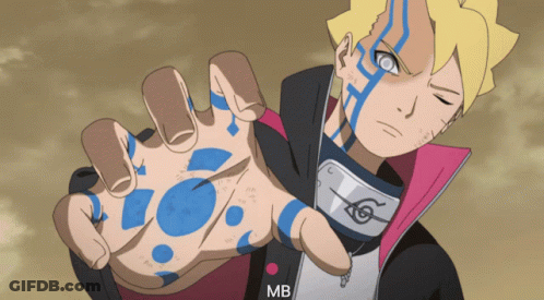 A Drawing Of A Man With Blue Circles Painted On His Hand With The Letters Mb Below Him GIF