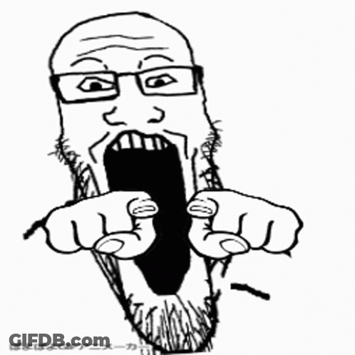 A Drawing Of A Man With Glasses And A Beard With His Mouth Wide Open GIF