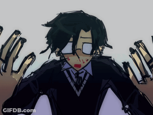 A Drawing Of A Man With Glasses And A Red Spot On His Nose GIF