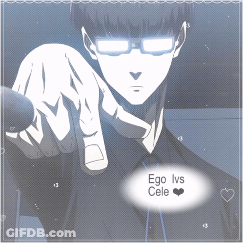 A Drawing Of A Man With Glasses And The Words Ego Vs Cele GIF