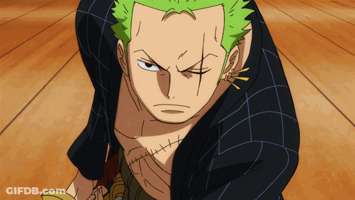 A Drawing Of A Man With Green Hair And A Stitched Chest GIF