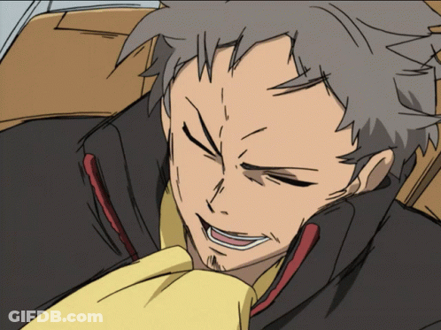 A Drawing Of A Man With Grey Hair And A Yellow Shirt GIF