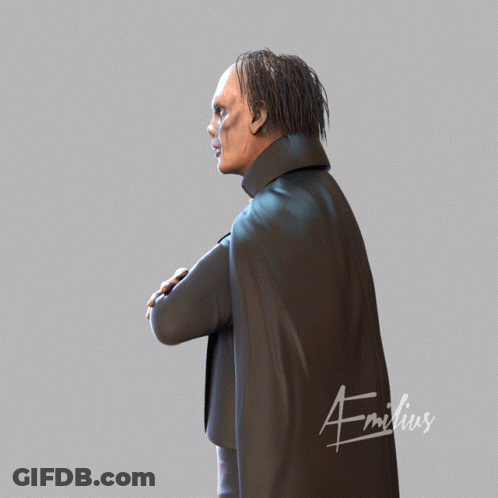 A Drawing Of A Man With His Arms Crossed Has The Name Emilius On The Bottom Right GIF
