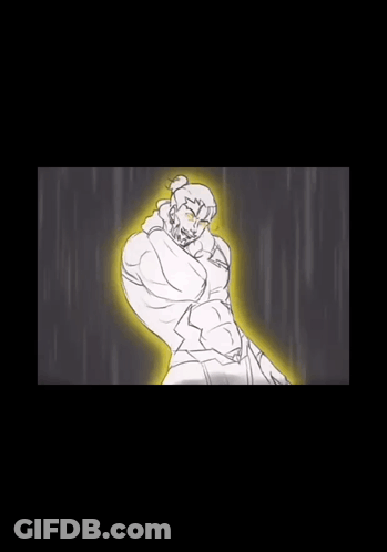 A Drawing Of A Man With His Arms Outstretched And A Yellow Light Behind Him . GIF